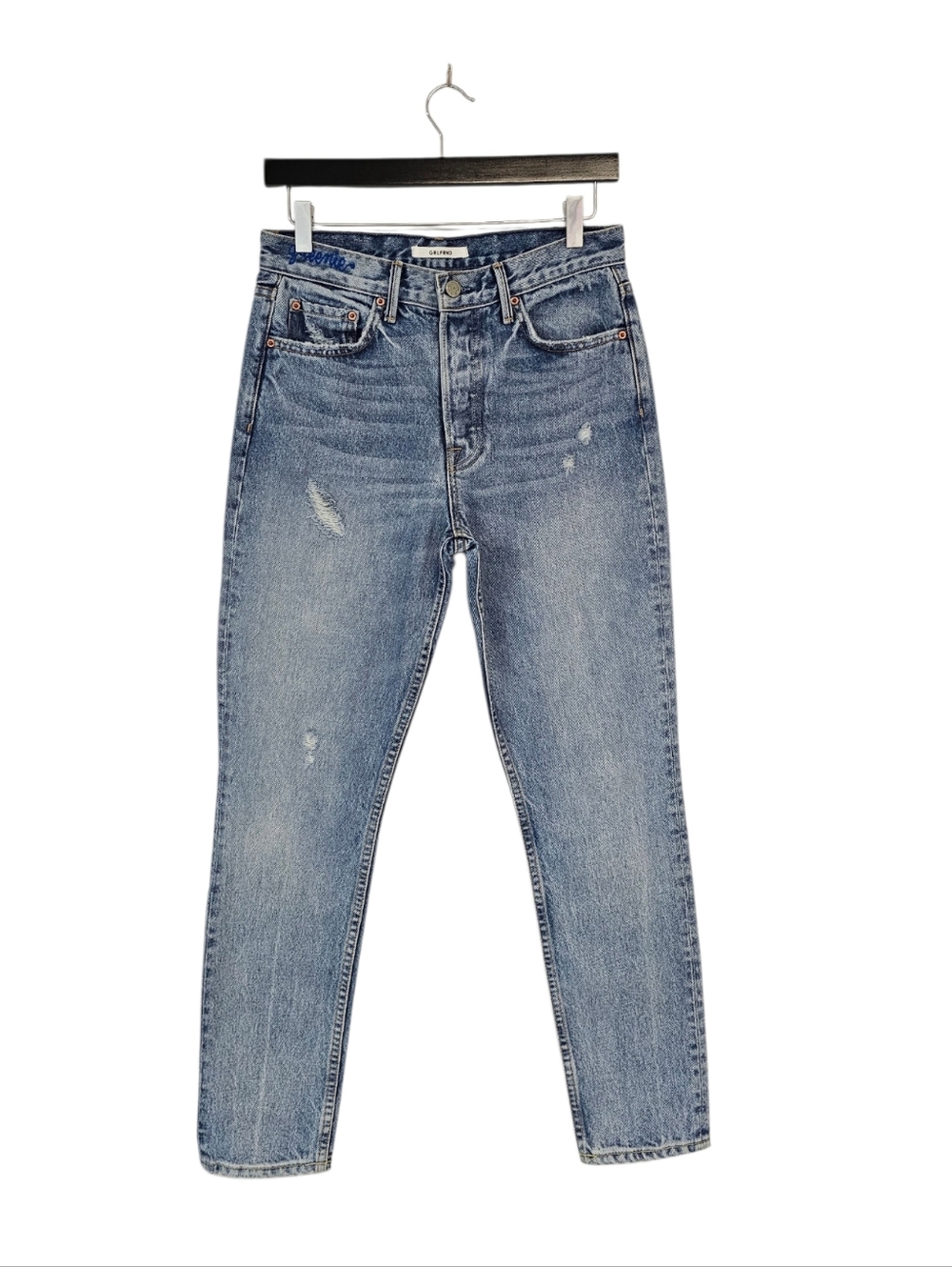 GRLFRND The Karolina Skinny Leg High Rise Distressed Blue Jeans 27 NWT